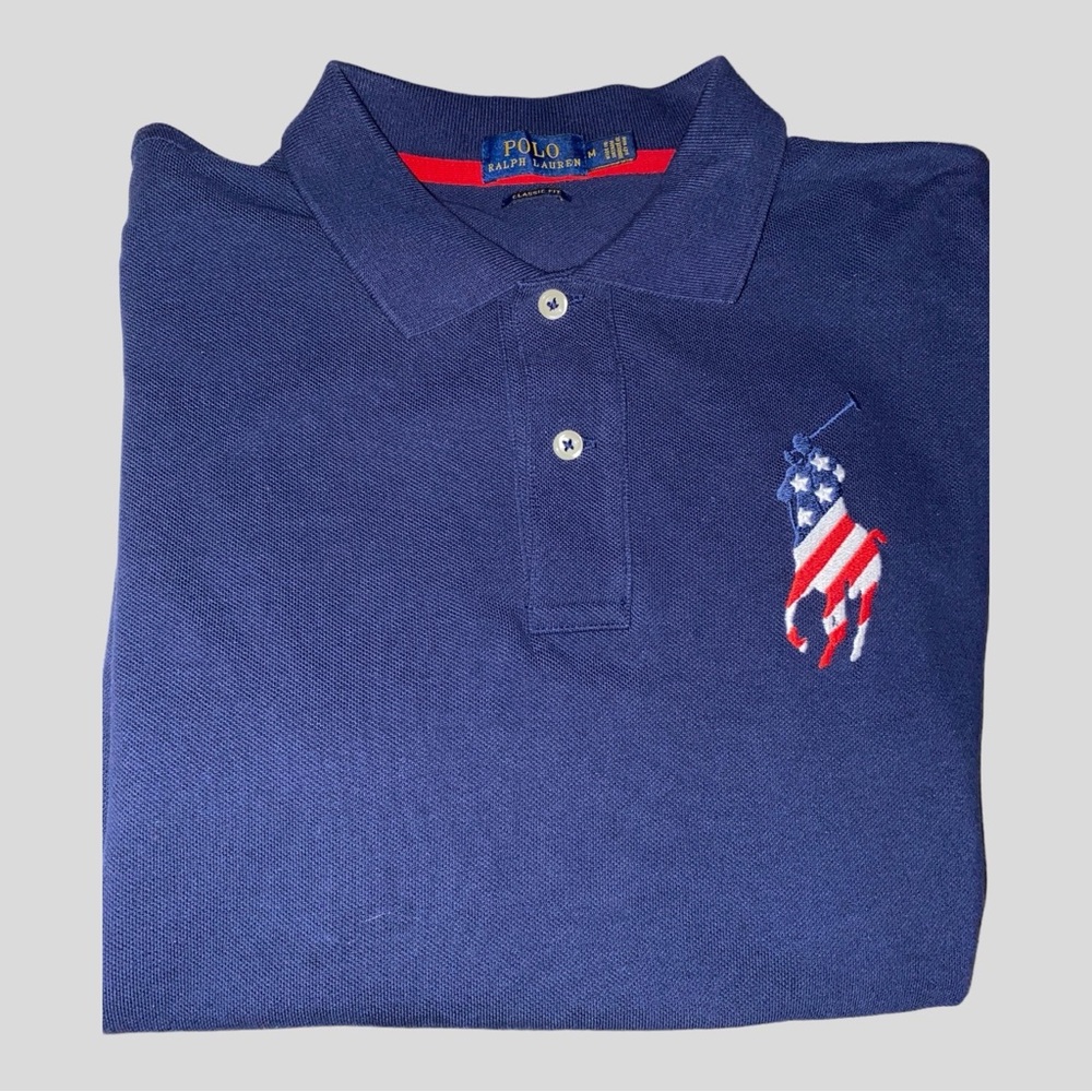 RALPH LAUREN AMERICANA BIG PONY CLASSIC FIT S/S CAP SLEEVES POLO SHIRT•S/M